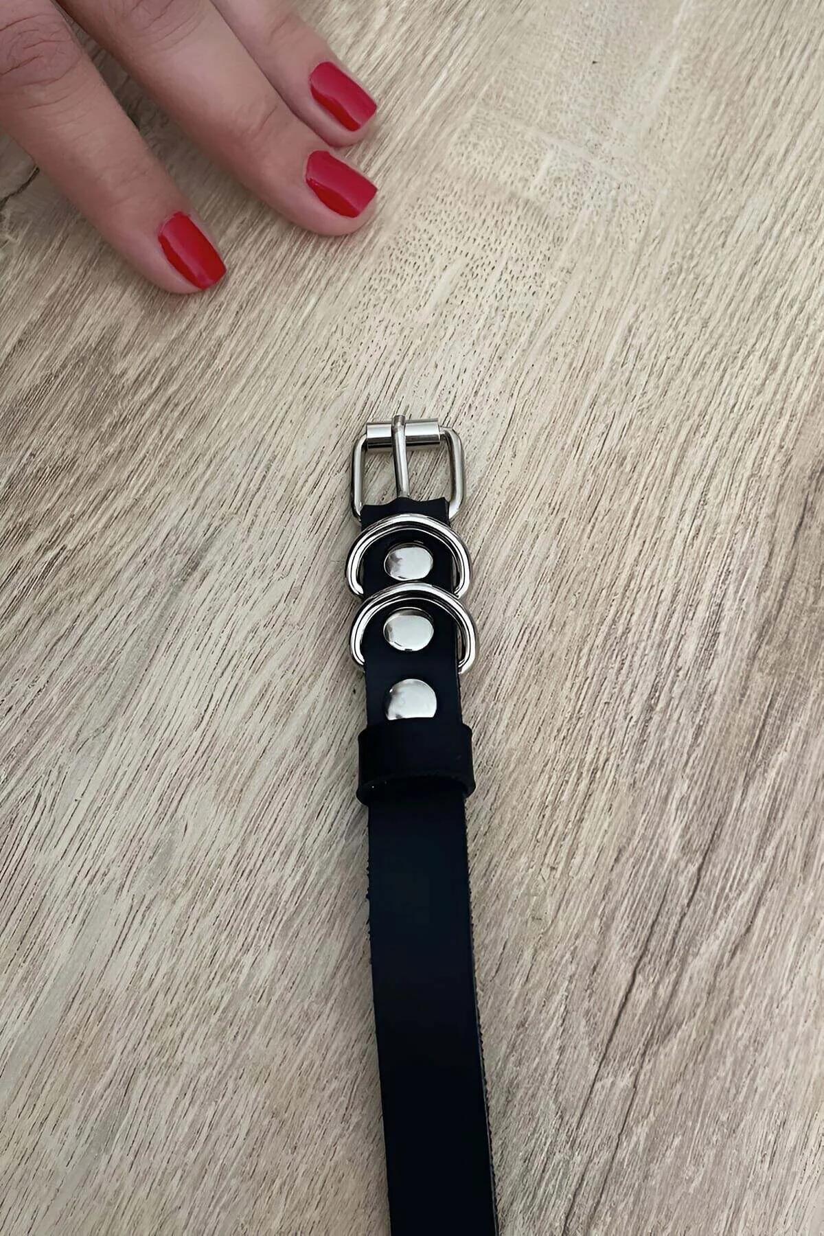 Adjustable Black Vegan Leather Strap with Dual D-Rings