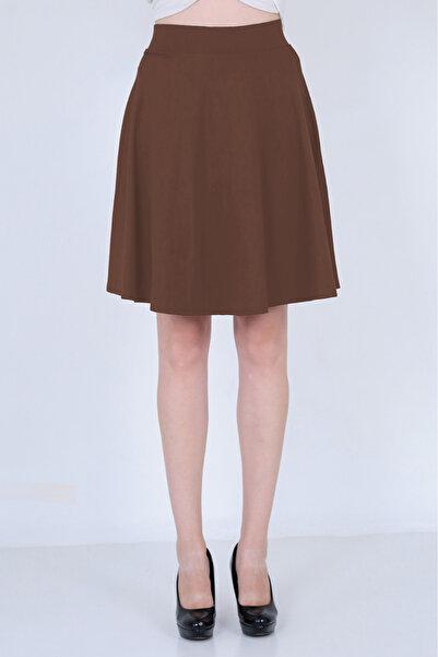 Brown High-Waisted Skater Skirt