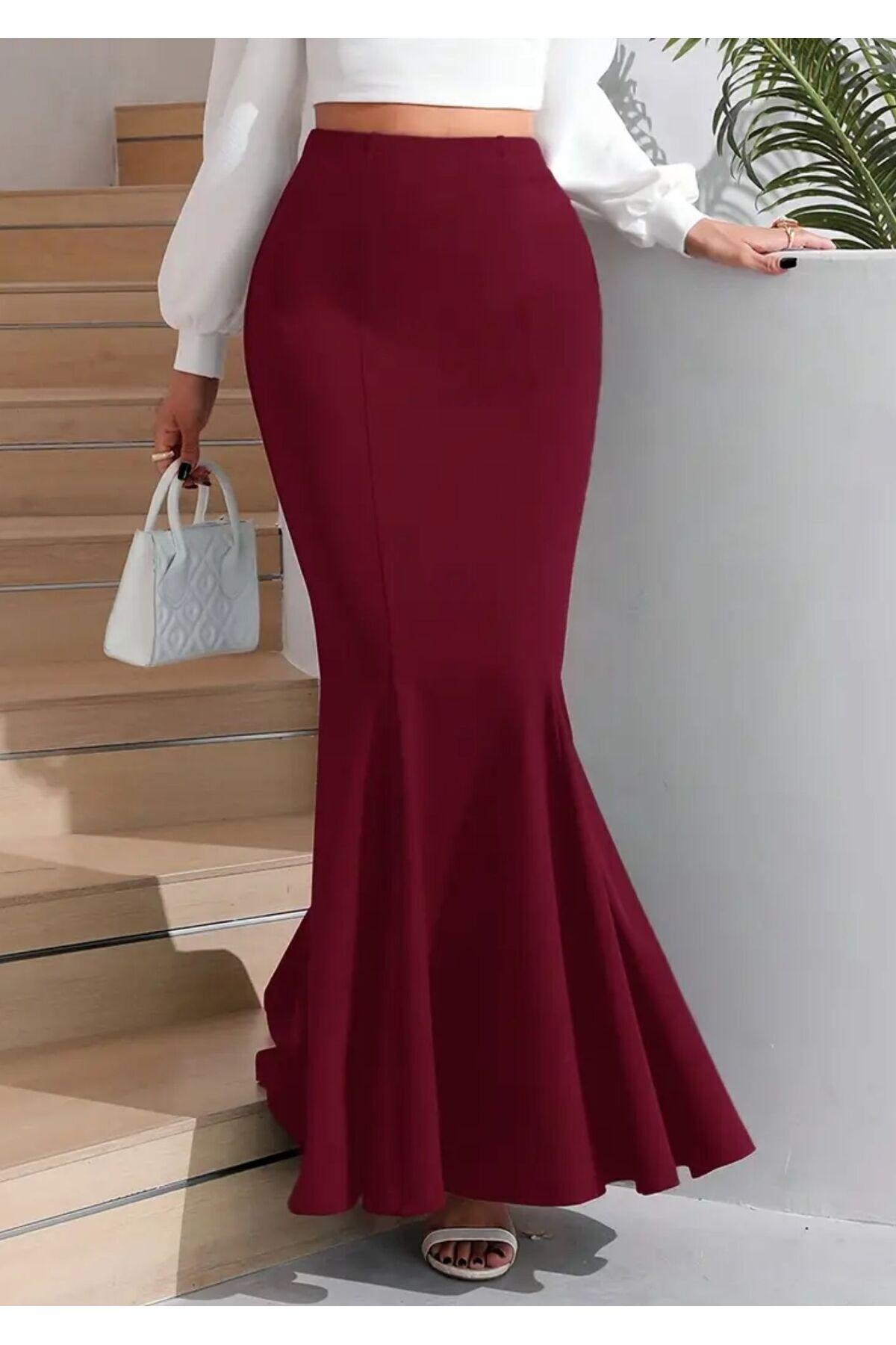 Kadın Bordo Dalgıç Balık Etek Toparlayıcı Maxi Boy Şık & Modern