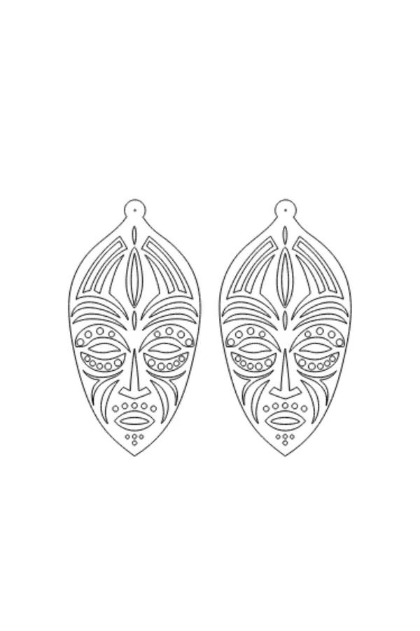 Ethnic Mask Faux Leather Earrings