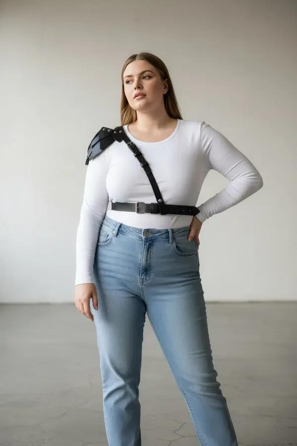 Shoulder Harness with Tiered Faux Leather Epaulette