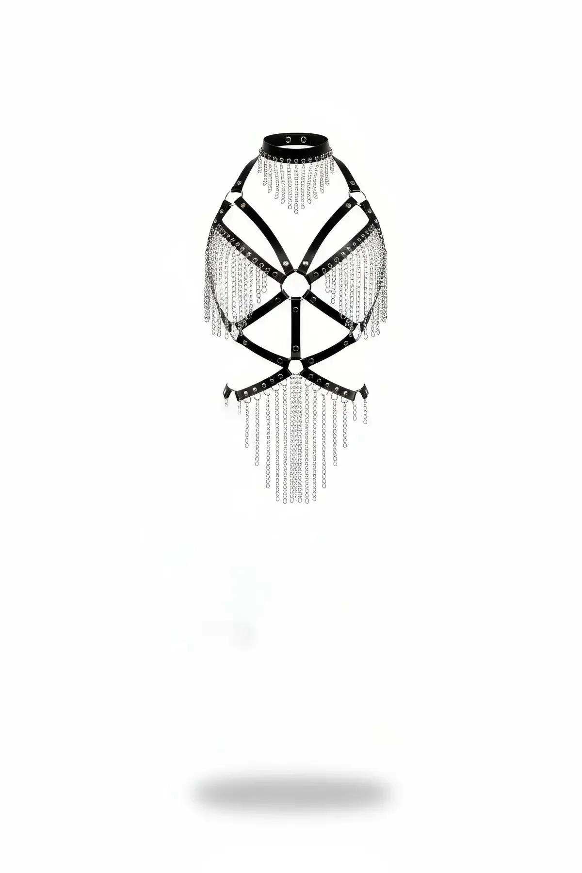 Body Harness with Draped Chain Fringe