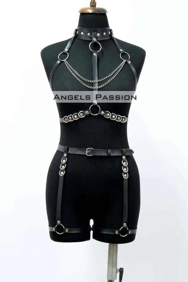 Full Body Harness with Choker & Thigh Garter Straps