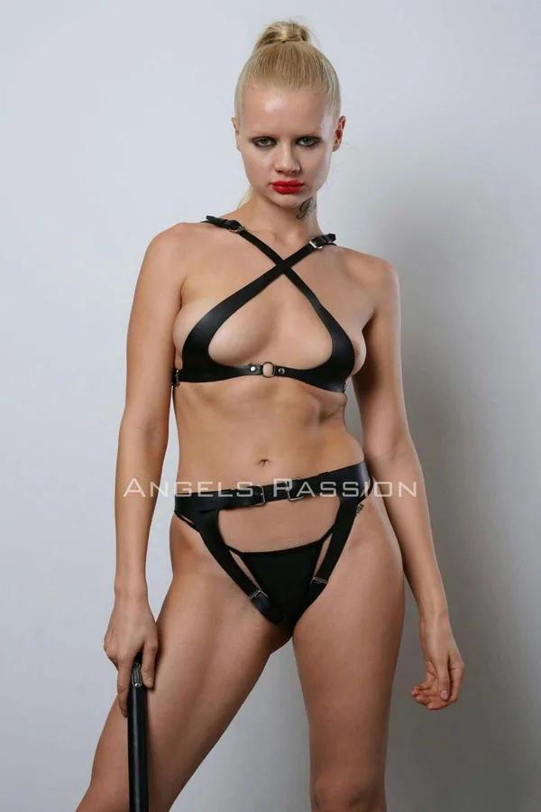 Open Bust Harness Bra & Cutout Panty Set