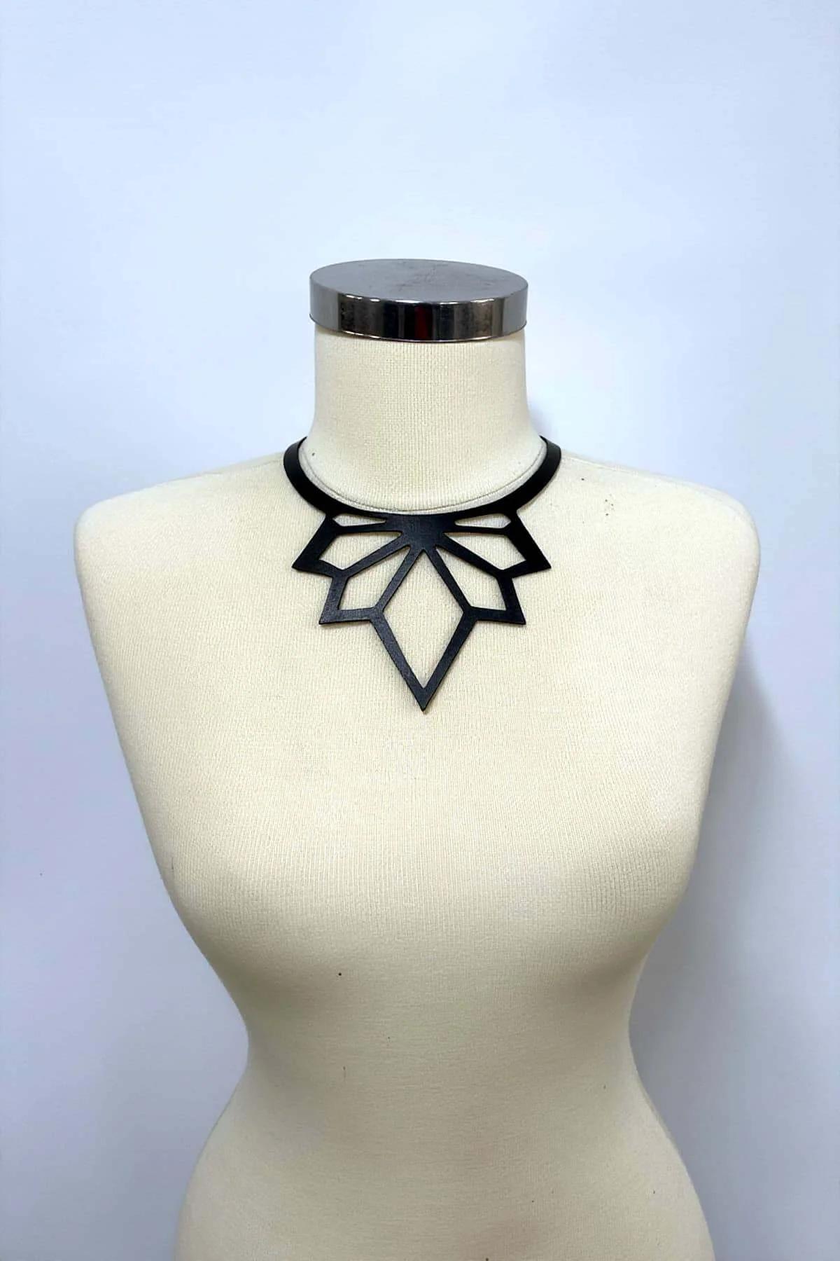 Geometric Laser Cut Faux Leather Choker