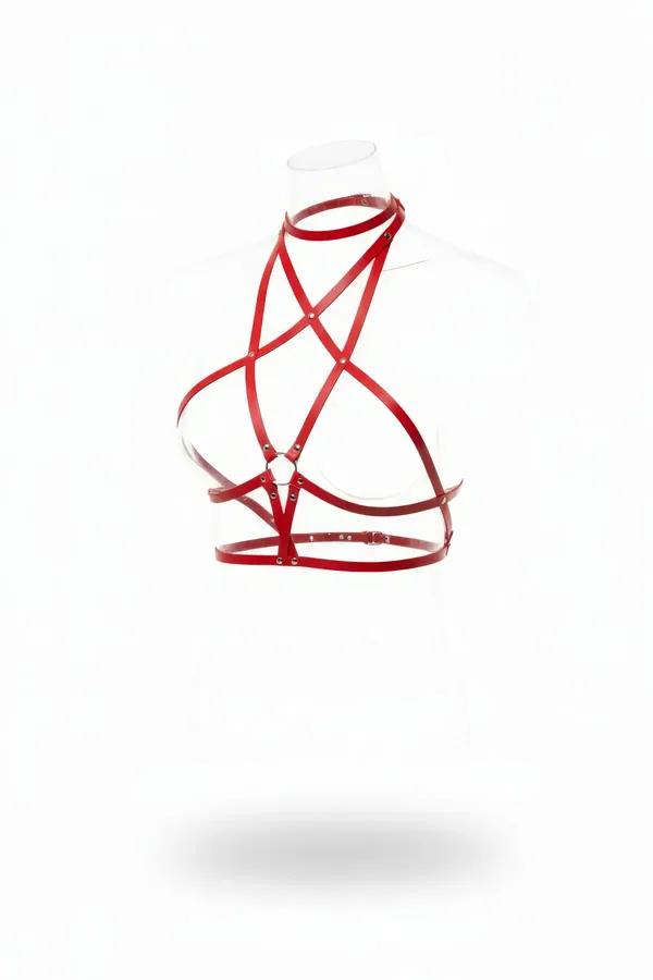 Red Star Caged Chest Harness with High Neck