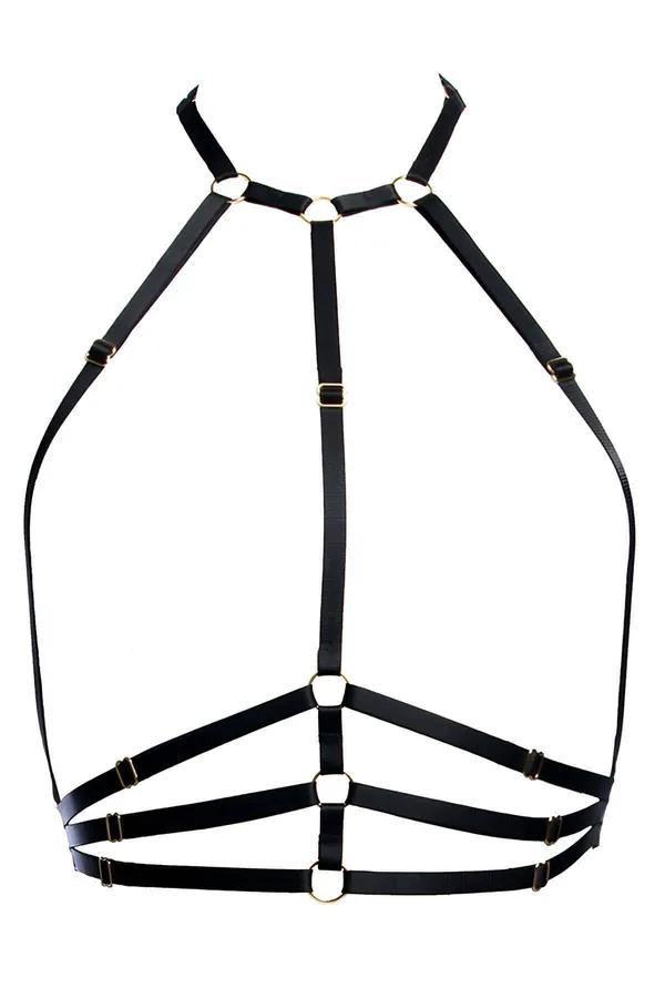 Adjustable Chest Harness with Gold O-Rings