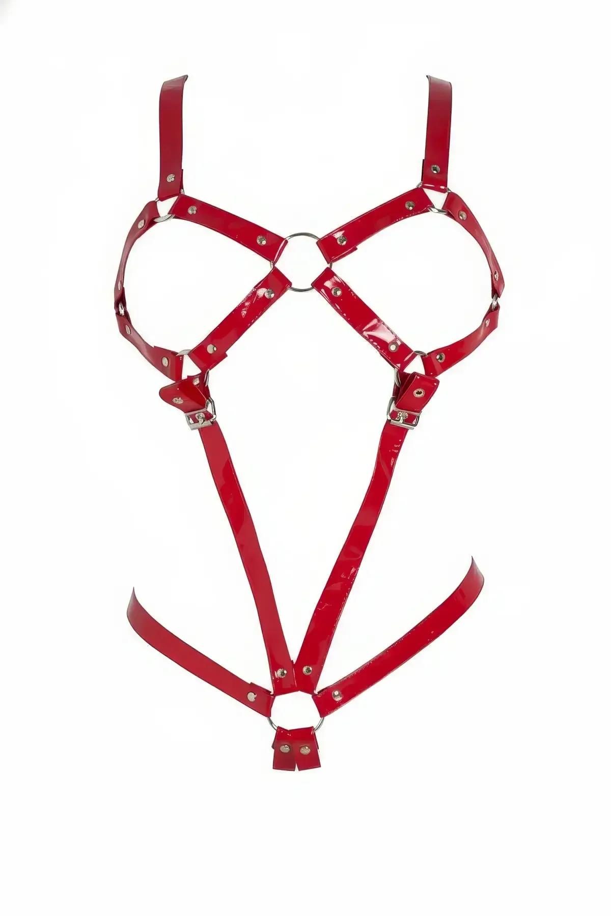 Shiny Faux Leather O-Ring Body Harness