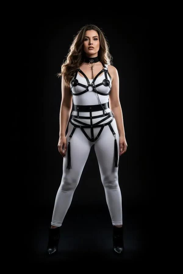 Full Body Harness with Chain and Tassel Garter Straps