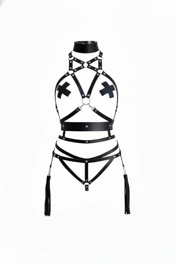 Full Body Harness with High Collar and Chest Cross Straps