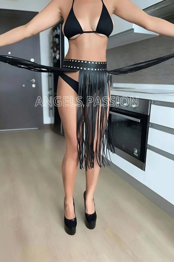Faux Leather Fringe Hip Skirt with Studded Waistband