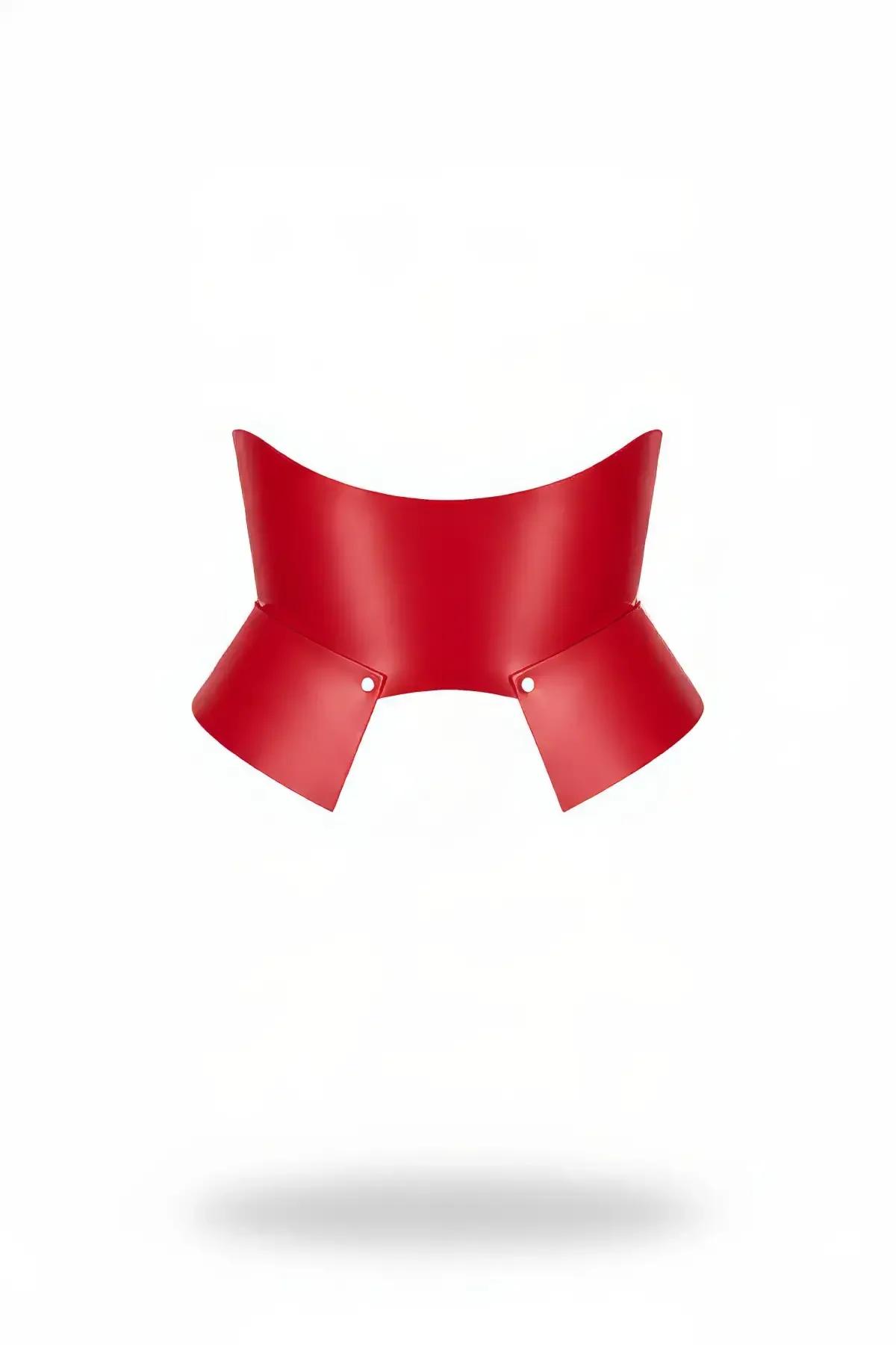 Red Faux Leather Waspie Waist Harness Corset Belt