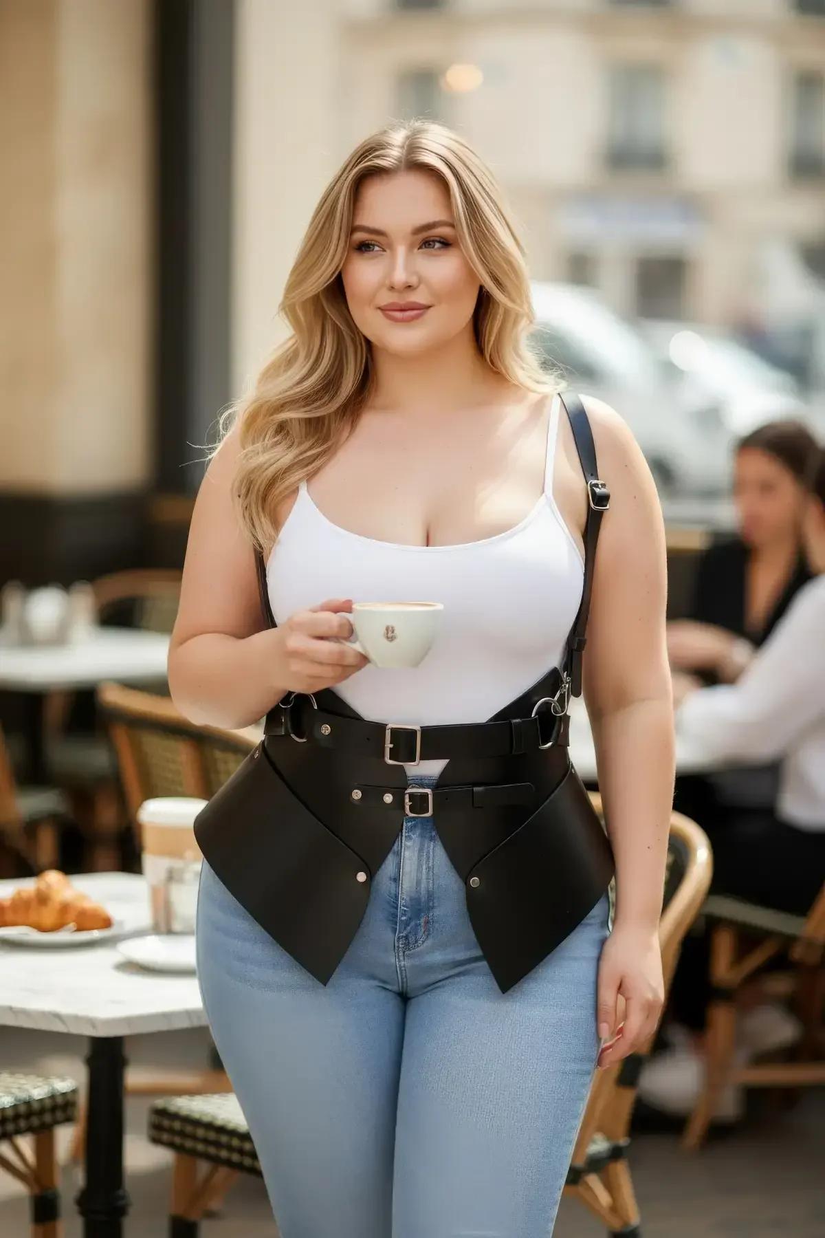 Faux Leather Corset Harness Belt with Sculpted Waist