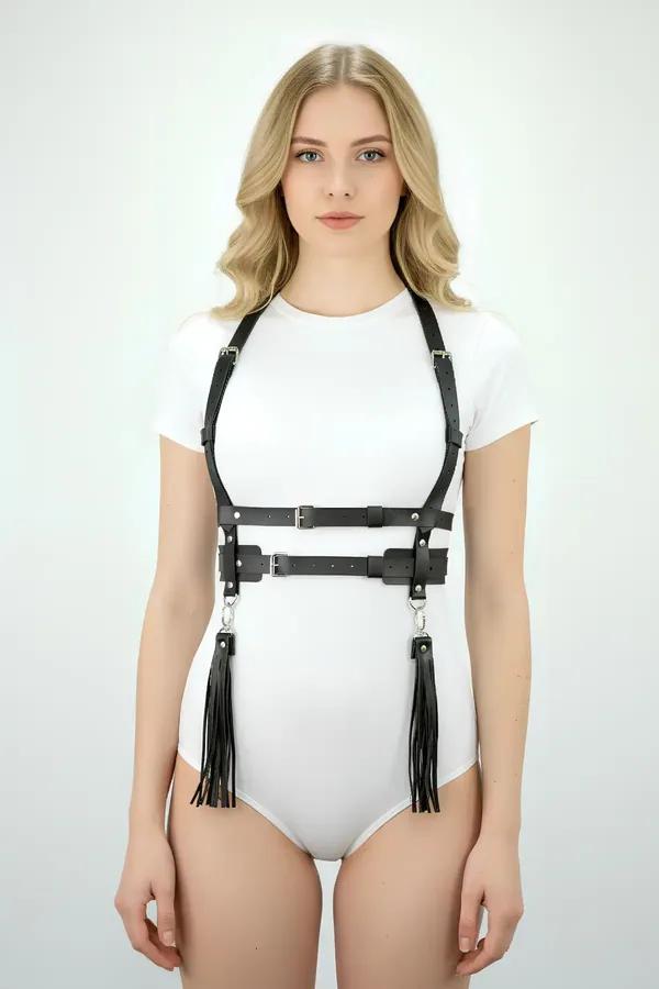 Faux Leather Body Harness with Detachable Tassels