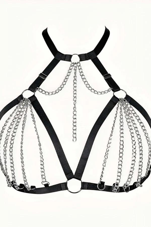 Chainmail Body Harness with O-Ring Accents