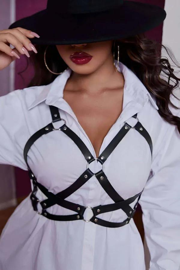 Strappy Chest Harness with O-Ring Accents