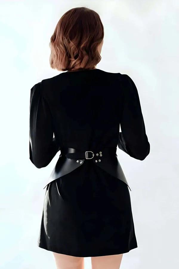 Structured Faux Leather Waist Belt with Stud Details