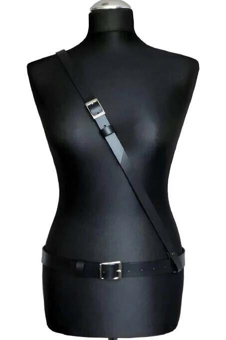 Minimalist Black Faux Leather Body Harness