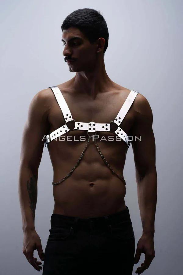 Reflective Chest Harness with Chain Detail
