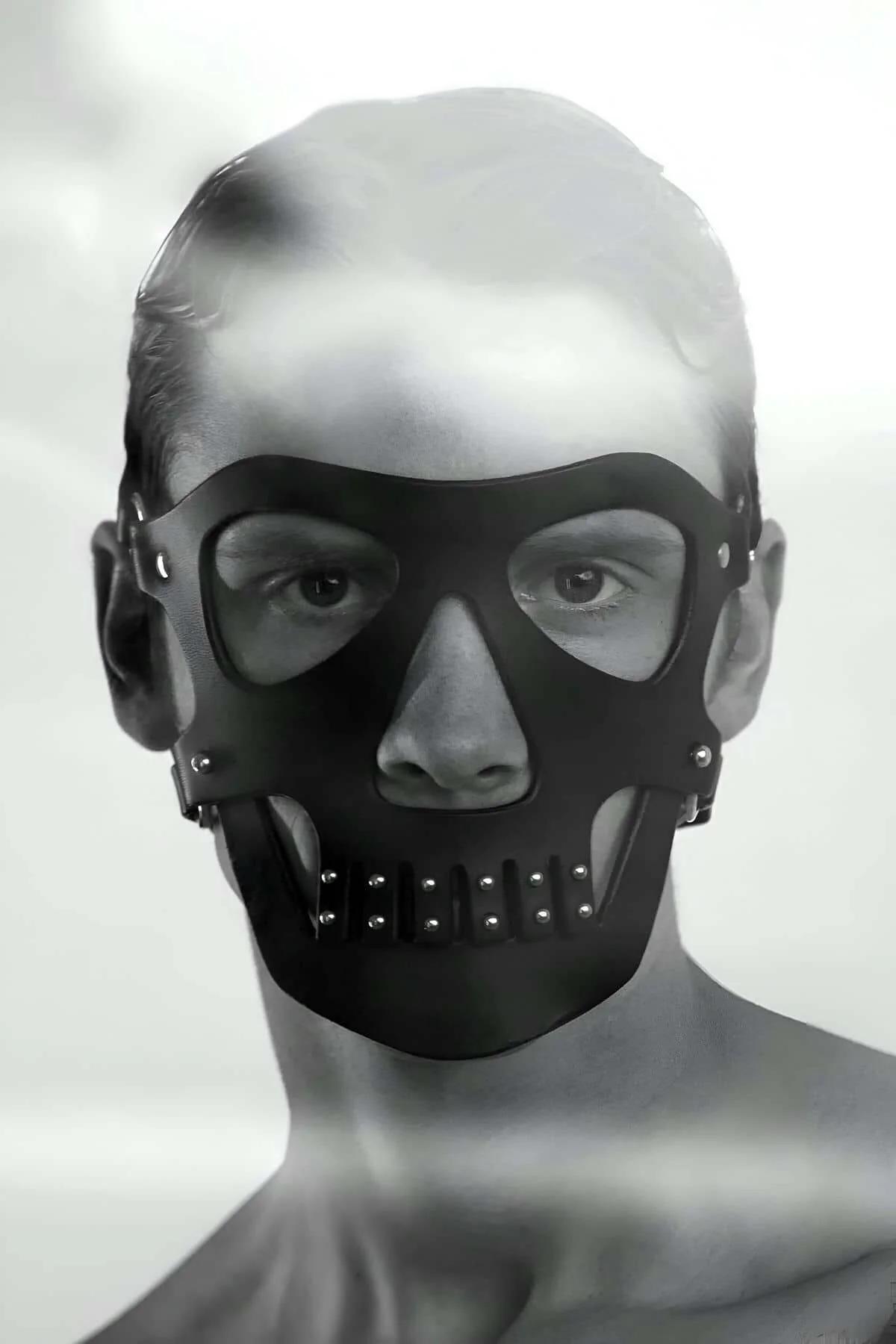 Skull Face Mask with Studded Mouth Detail