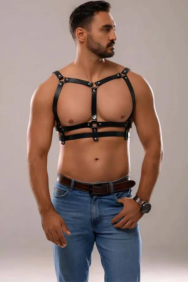 Adjustable Strappy Faux Leather Chest Harness