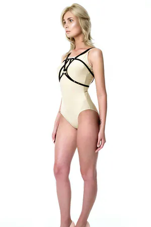 Stylish and Stylish Leather Harness over Dress - APFT236