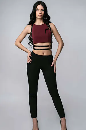 Sexy Leather Accessory on T-Shirt - APFT210