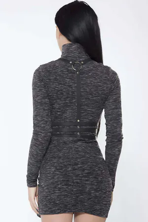 Stylish Leather Harness with 3 Rows on the Belly - APFT178