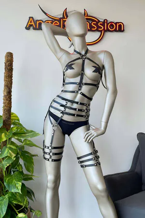 Fancy Leather Underwear Garter Harness - APFT524