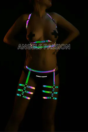 Women's Underwear Colorful Reflective Garter Set - APFT342