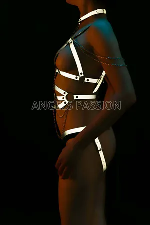 Stylish Reflective Harness with Chain Detail and Open Mesh - APFT299