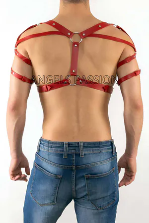 Leather Men's Chest, Shoulder Harness, Men's Dancer Clothing - APFTM6