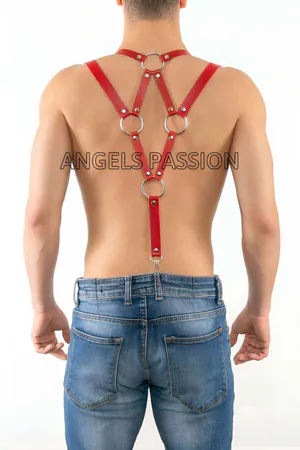 Leather Men's Trousers Suspender, Leather Men's Harness - APFTM10