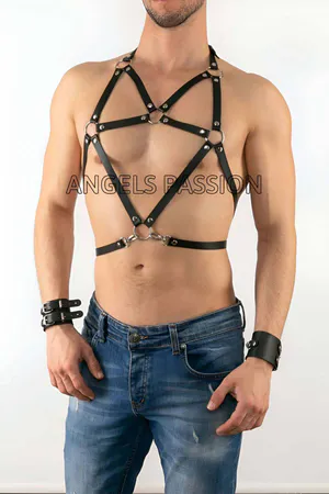 Leather Men's Chest Harness - APFTM80