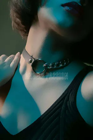 Leather Choker with Chain, Sexy Choker with Chain Detail - APFT590
