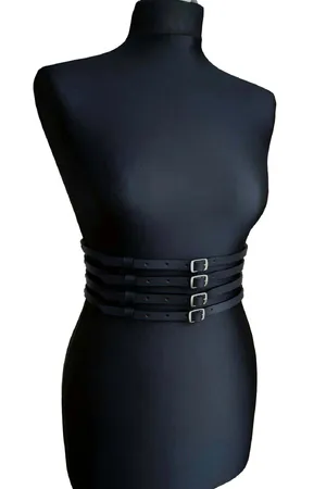 Leather Women's Leather Four Row Waist Belt - APFT910