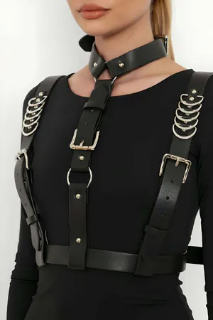 Shoulder and Chest Leather Belt with Shoulder Strap - APFT969