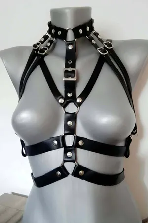Women's Leather Fancy Wear, Leather Chest Harness - APFT970