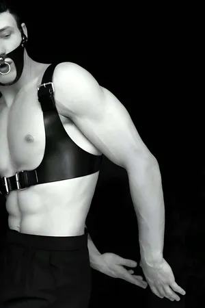 Sexy Leather Chest And Mask Harness - APFTM112