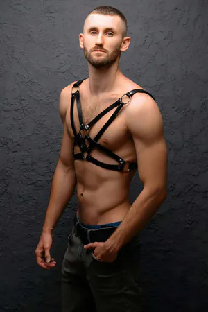 Men's Leather Harness Over Chest - APFTM104