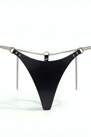Leather Thong Harness with Waist Chain, Leather Fantasy Thong - APFT1157