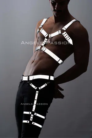 Reflective - Reflective in the Dark Men's Chest and Leg Harness Set - APFTM199