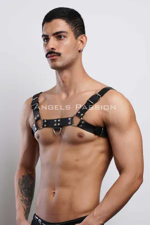 Men's Bulldog Harness, Leather Chest Accessory, Leather Men's Fancy Clothing - APFTM149