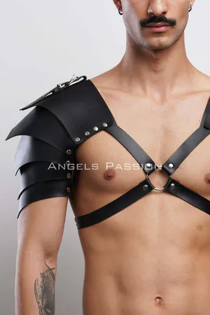 Two Shoulder Detailed Gladiator Harness, Stylish Men's Harness Costume, Gladiator Men's Costume - APFTM161