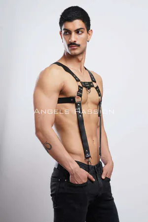 Men's Chest Harness, Men's Leather Trouser Suspenders, Men's Clubwear - APFTM23