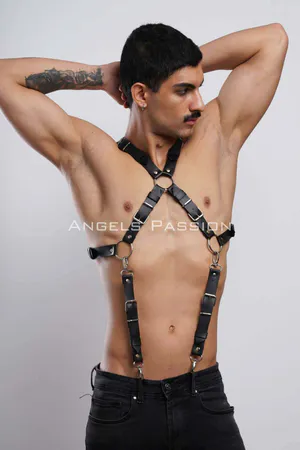 Stylish Men's Shirt Belt, Men's Trouser Suspender, Leather Chest Harness - APFTM84