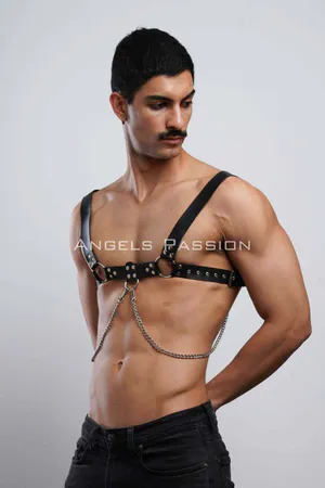 Men's Shirt Belt, Chain Chest Harness, Partywear, Clubwear - APFTM109
