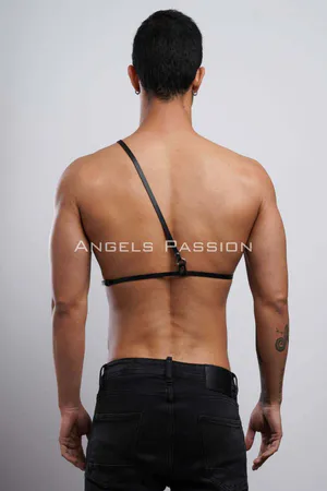 Men's Leather Chest Harness with Shoulder Detail, Shirt Belt - APFTM110