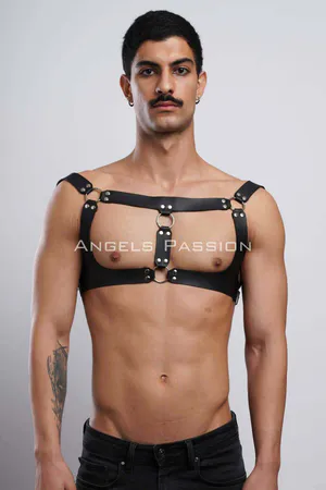Men's Party Accessory, Clubwear, Leather Chest Harness, Men's Fancy Clothing - APFTM116