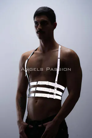 Reflective (Glow in the Dark) Men's Chest Harness, Party Accessory, Clubwear - APFTM17
